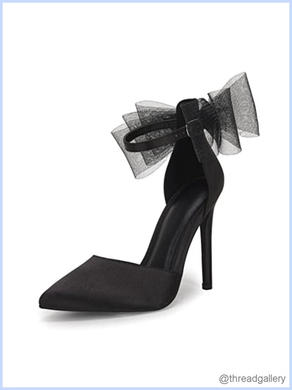 Satin Stiletto Heels Pointed Toe Bow Ankle Strap Pumps Women